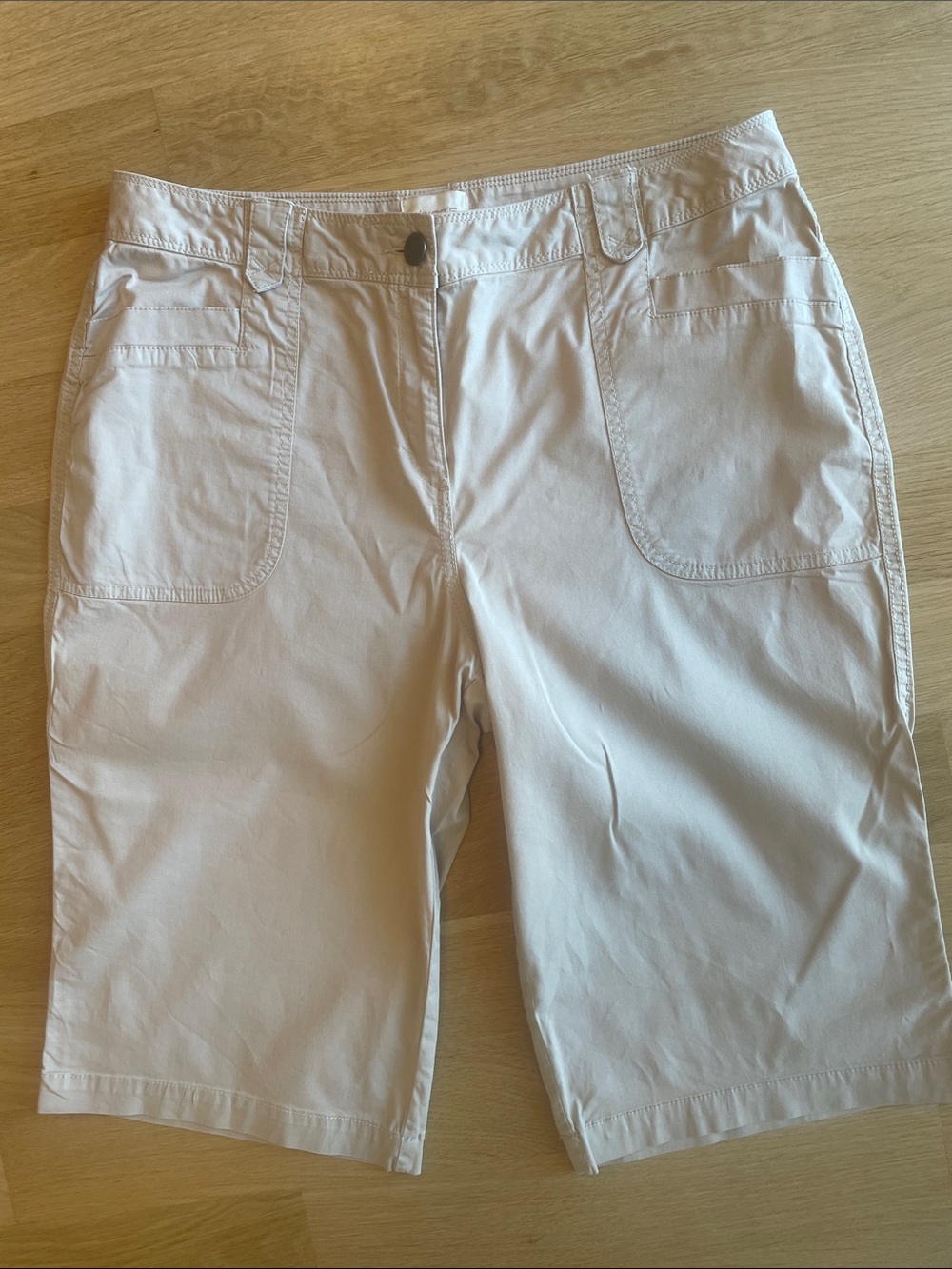 Chico's Light Beige Bermuda Shorts with Front Patch Pockets